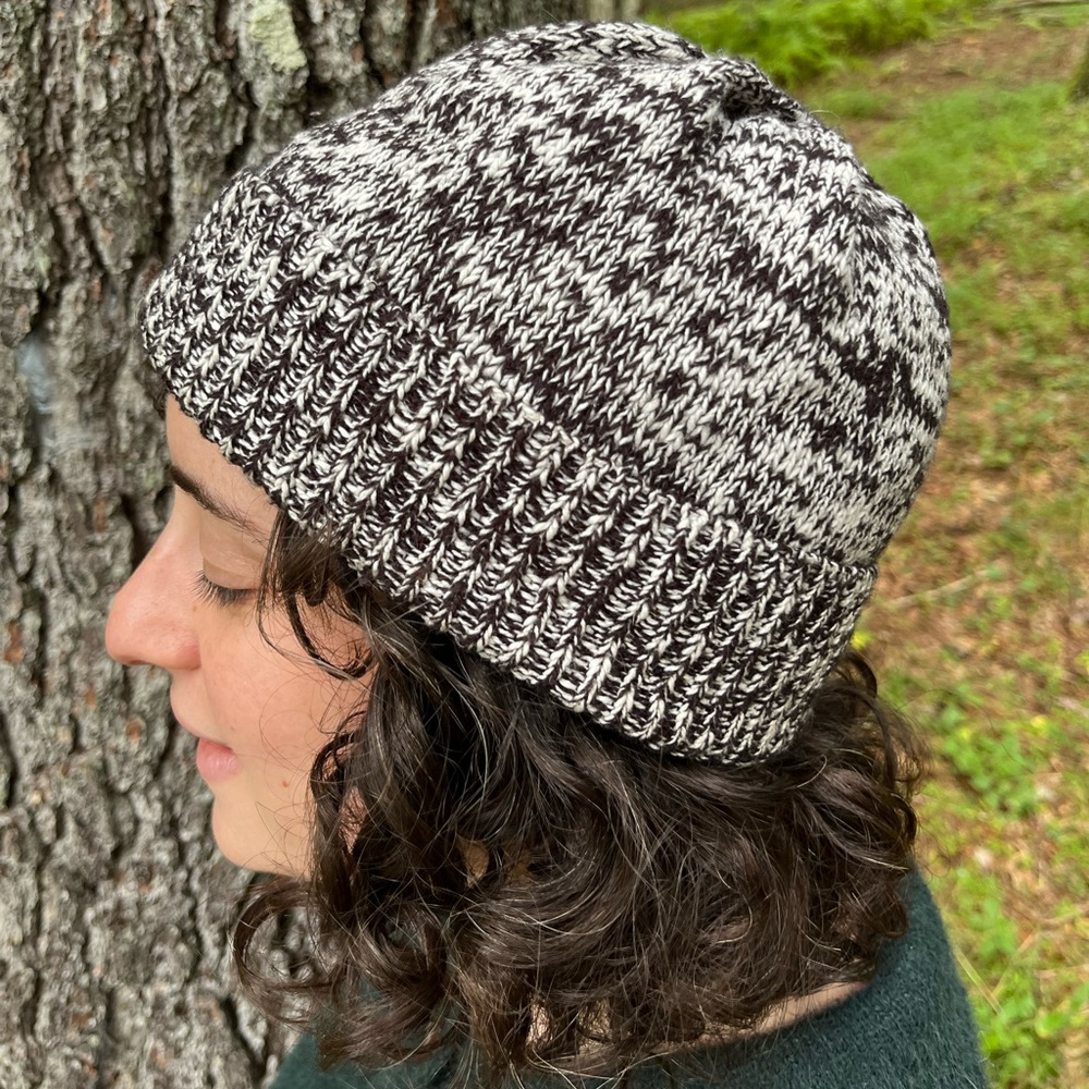GAP Heathered Black & White Knit Beanie | 100% Cotton Lining